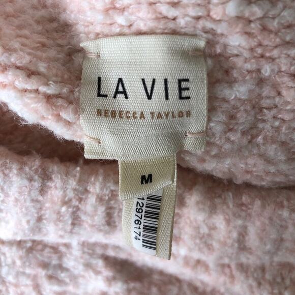 La Vie Rebecca Taylor Sweater Cotton Blend Marbled Boucle Knit Pullover Pink M - Picture 6 of 9